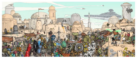 Stroll on Tatooine, art by Ulises Alfonso Farinas