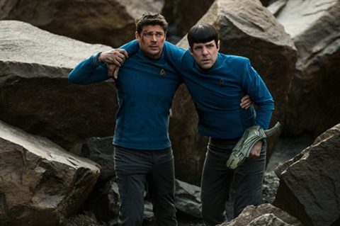 Karl Urban (McCoy) and Zachary Quinto (Spock) in Star Trek Beyond