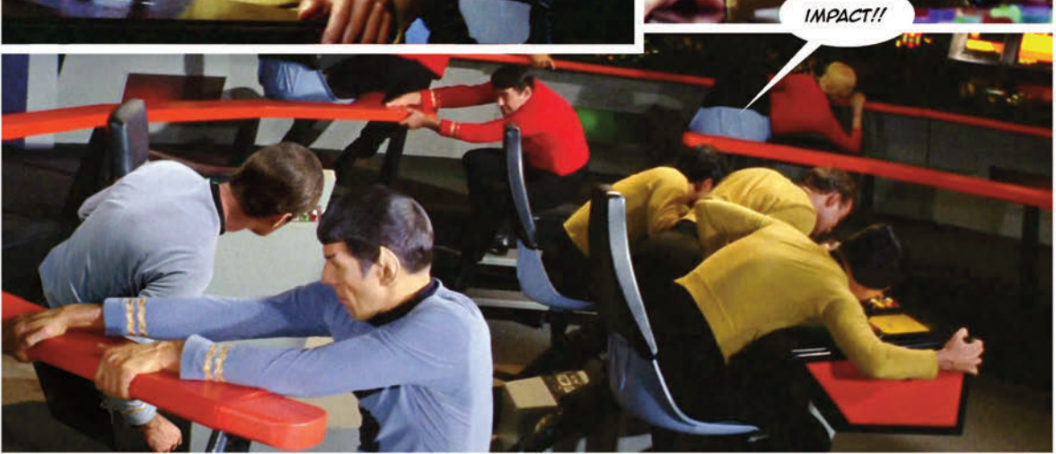 The Enterprise is hit in the comic Star Trek New Visions Swarm
