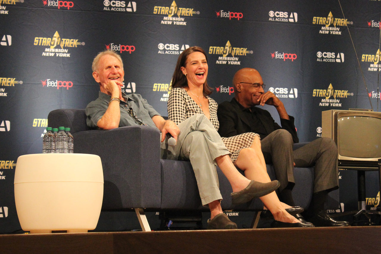 Rene Auberjonois, Terry Farrell and Michael Dorn at the DS9 Panel at Missions