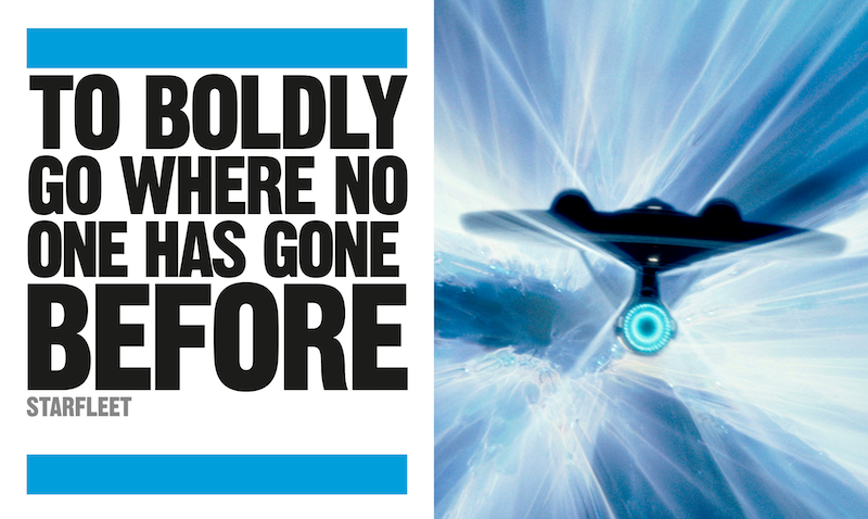 To boldly go where no one has gone before page from The Star Trek Book