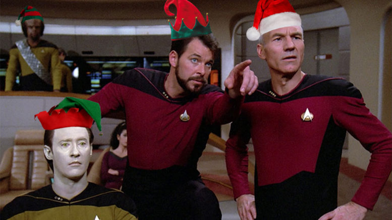 Star Trek The Next Generation with Santa hats