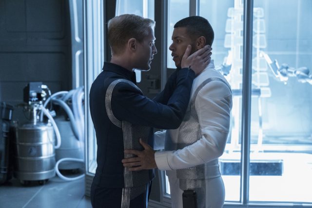 Stamets (Anthony Rapp) and Culber (Wilson Cruz) in the mid-season finale of season 1 of Star Trek: Diiscovery, "Into The Forest I Go"