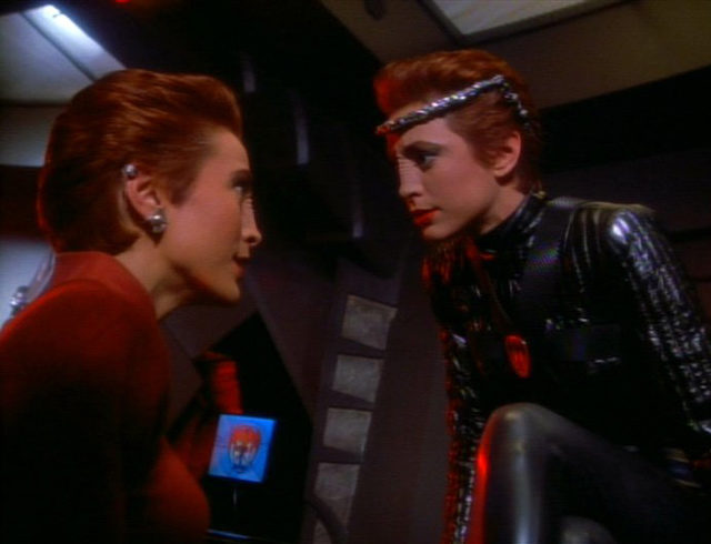 Kira Nerys with the Intendant on Star Trek: Deep Space Nine