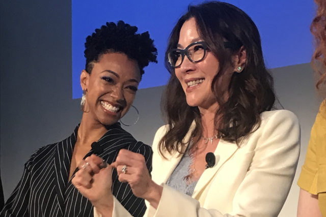 Sonequa Martin-Green and Michelle Yeoh at Vulture Festival Star Trek: Discovery panel