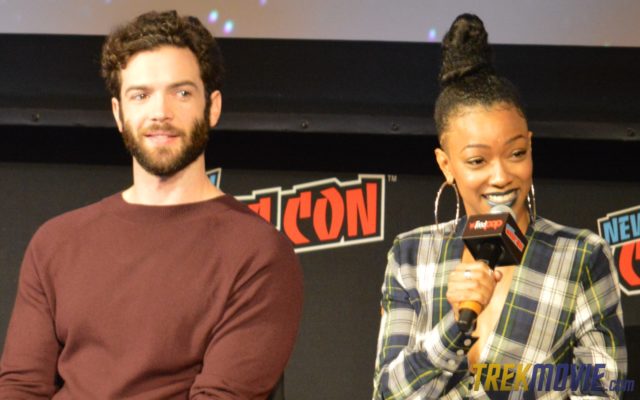 Ethan Peck and Sonequa Martin-Green at the NYCC "Star Trek: Discovery" panel 2018
