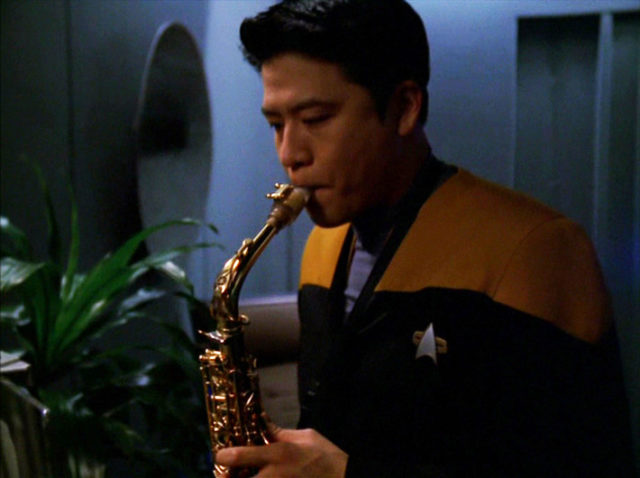 Harry Kim playing the saxophone - Star Trek: Voyager