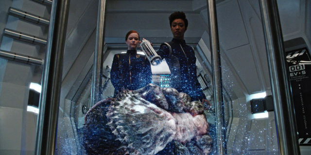 Michael, Tilly, and Ripper in Star Trek: Discovery