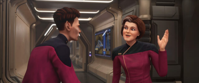 Dal in Janeway's body in Star Trek: Prodigy - "Mindwalk"