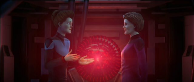 Holo Janeway and Admiral Janeway in Star Trek: Prodigy - "Mindwalk"