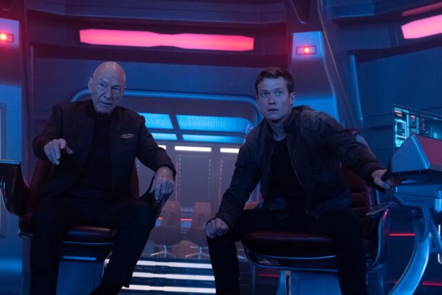 Jean-Luc Picard and Jack Crusher on the bridge of the Titan-A in Star Trek: Picard
