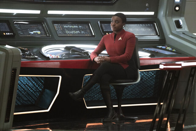 Celia Rose Gooding as Uhura in Star Trek: Strange New Worlds