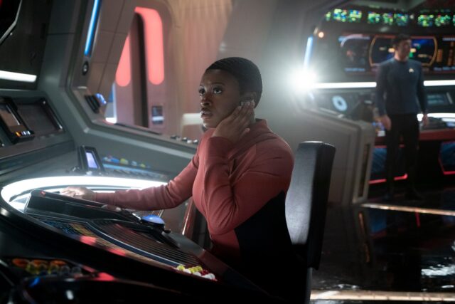 Celia Rose Gooding as Uhura in Star Trek: Strange New Worlds streaming on Paramount+, 2023. Photo Credit: Michael Gibson/Paramoun