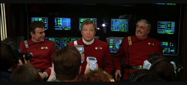 Walter Koenig, William Shatner, and James Doohan in Star Trek Generations