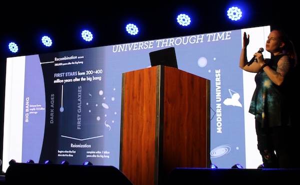 Dr. Erin Macdonald and a big bang theory illustration